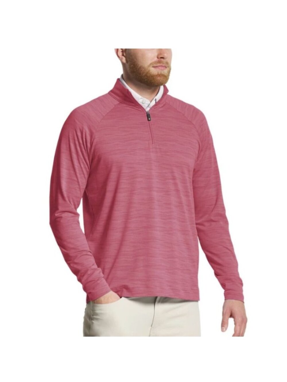 FootJoy 34422 Wave Jacquard Zip Mid-Layer Shirt Pink Lemonade ( L )